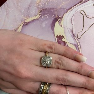 Size 4.5 10k yellow gold diamond cluster ring from Zales